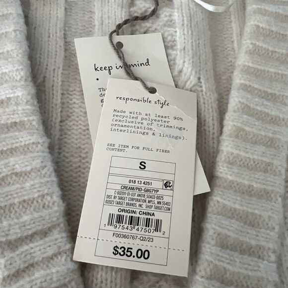 A New Day Cardigan Chunky Sweater Cream Woman Size Small Rhinestone Buttons - Picture 5 of 9